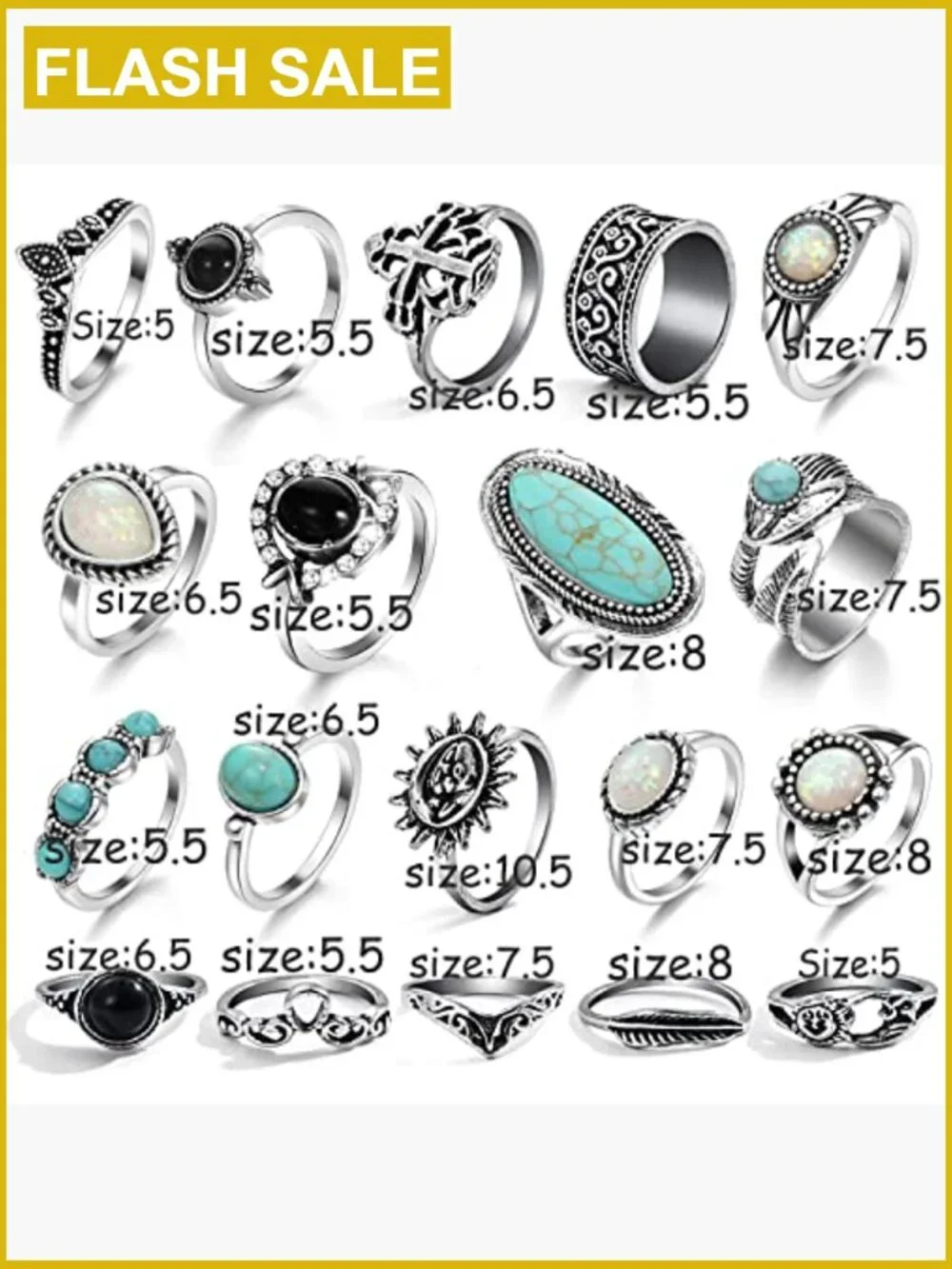 19Pcs Vintage Stacking Rings Set Adjustable Gothic Knuckle Rings